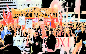 05.07.15 Ateny. Radość po zwycięstwie głosujących na "nie" w referendum.